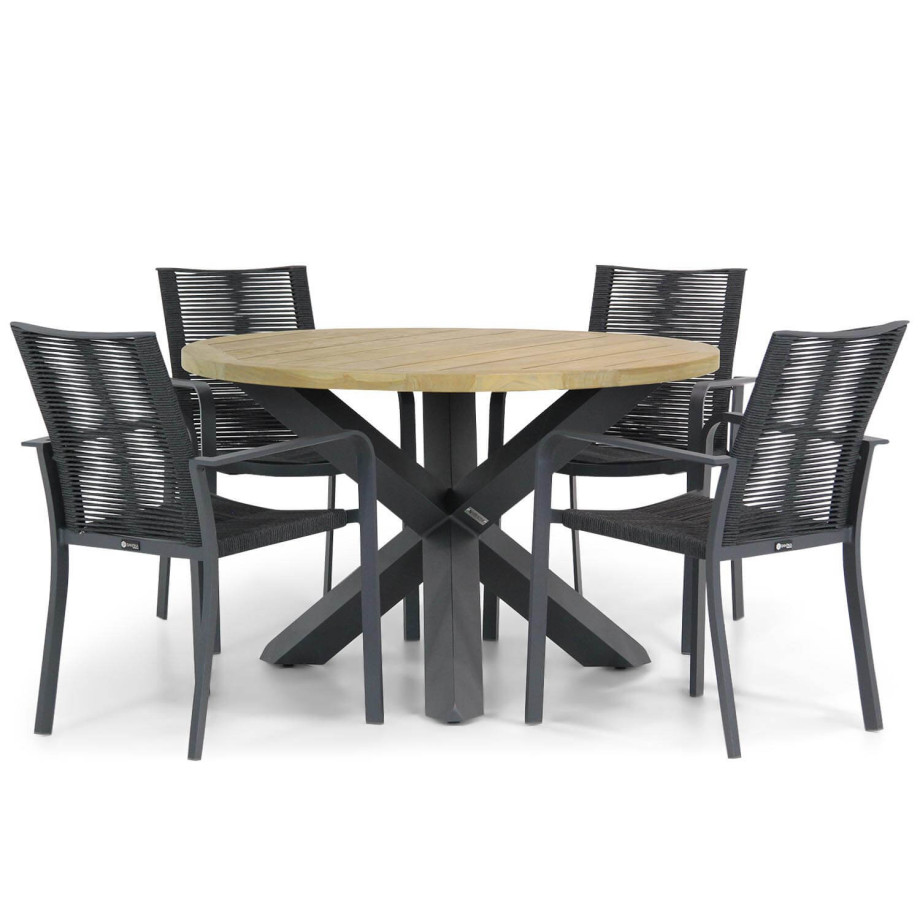 Santika Annisa/Rockville 120 cm rond dining tuinset 5-delig afbeelding 1