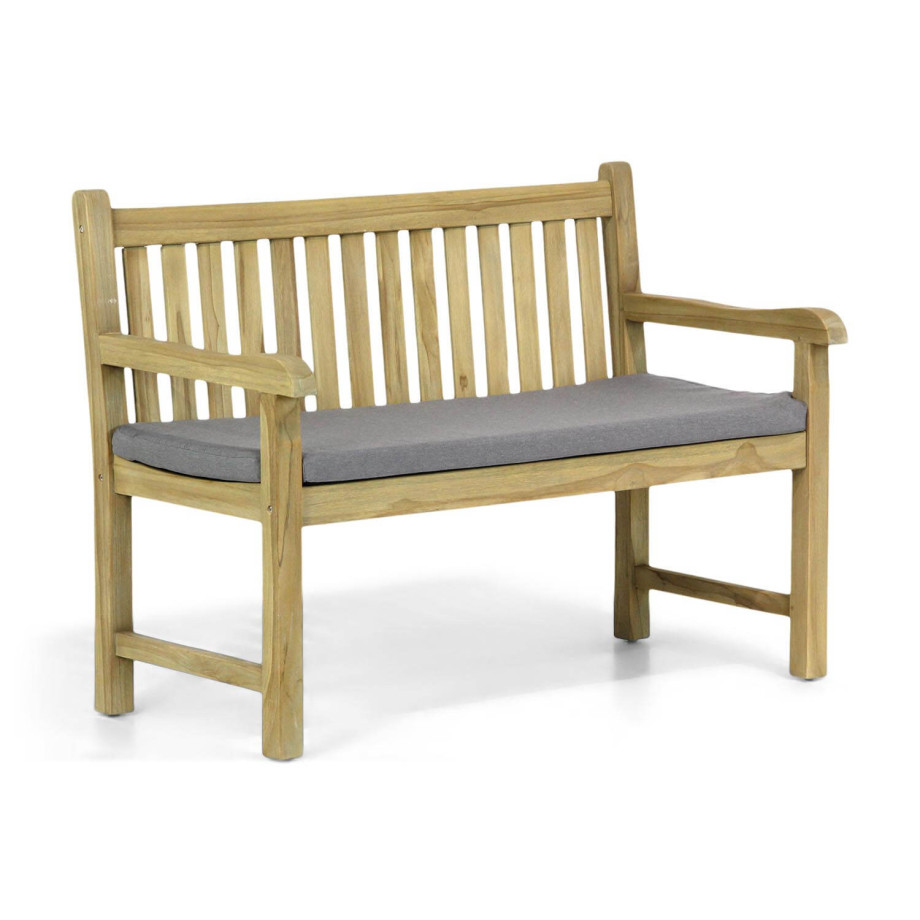 Garden Collections Preston tuinbank teak 120 cm incl. kussen antraciet afbeelding 1