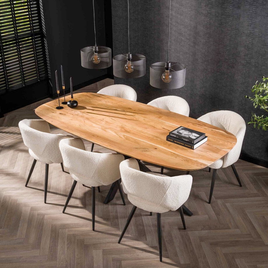 LifestyleFurn Eettafel 'Imre' Deens ovaal, Acaciahout, 215 x 105cm afbeelding 1