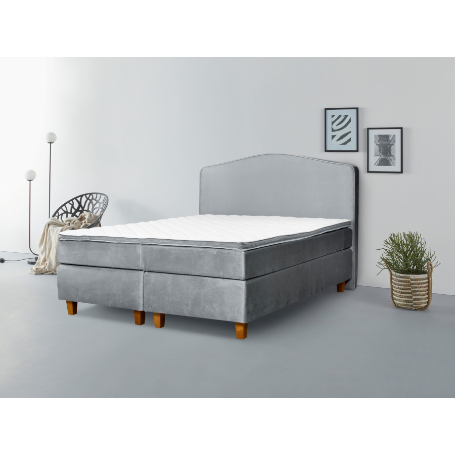 INOSIGN Boxspring Jalma Poten van massief berkenhout, incl. topmatras afbeelding 1