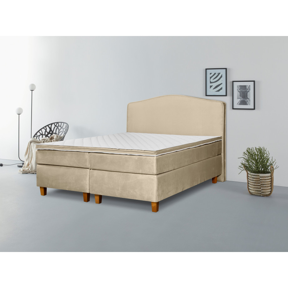 INOSIGN Boxspring Jalma Poten van massief berkenhout, incl. topmatras afbeelding 1