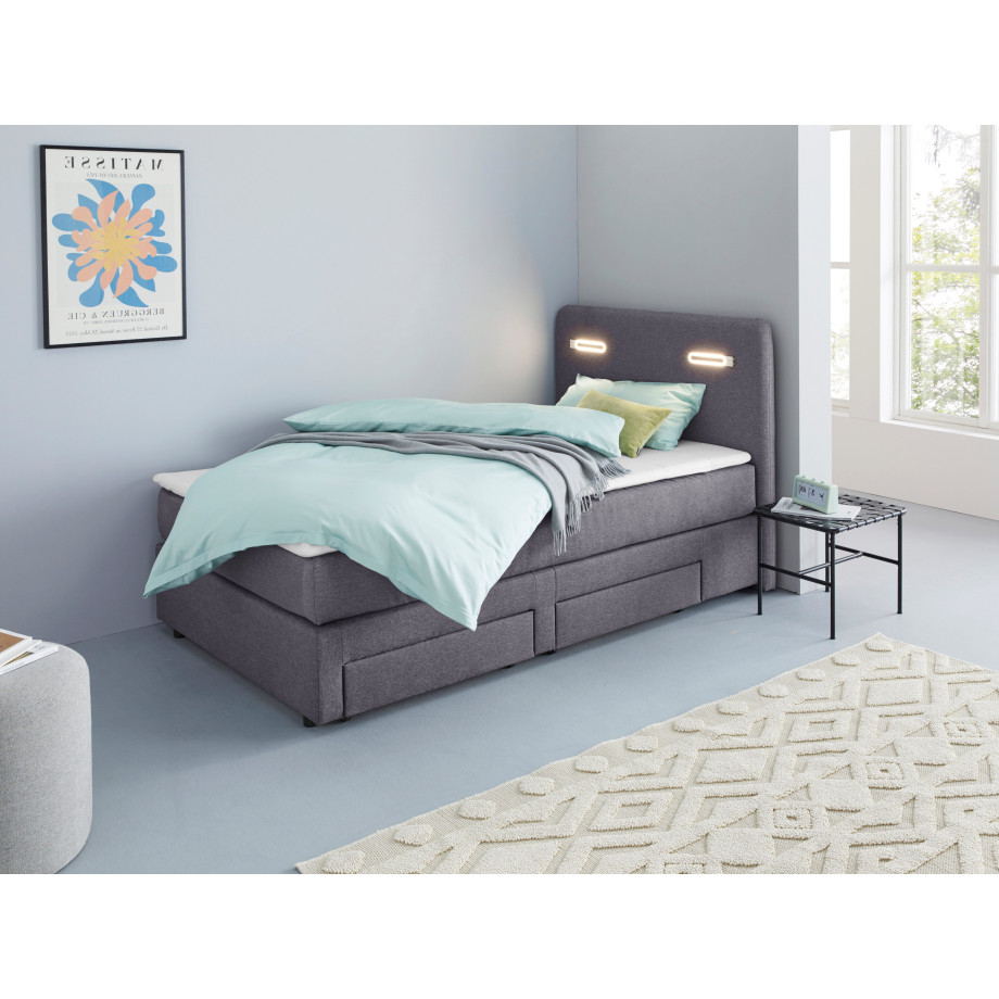 INOSIGN Boxspring Luan Laden, ledverlichting en topmatras, in breedte 120 cm en 180 cm afbeelding 1