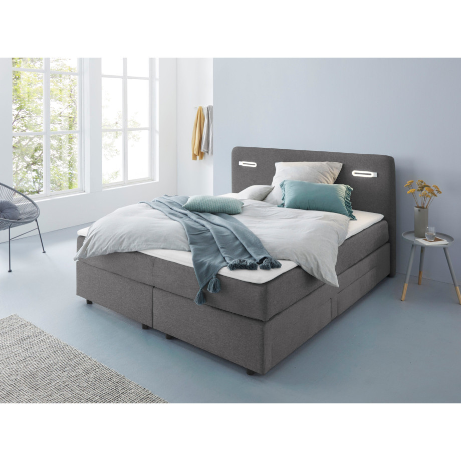 INOSIGN Boxspring Luan Laden, ledverlichting en topmatras, in breedte 120 cm en 180 cm afbeelding 1