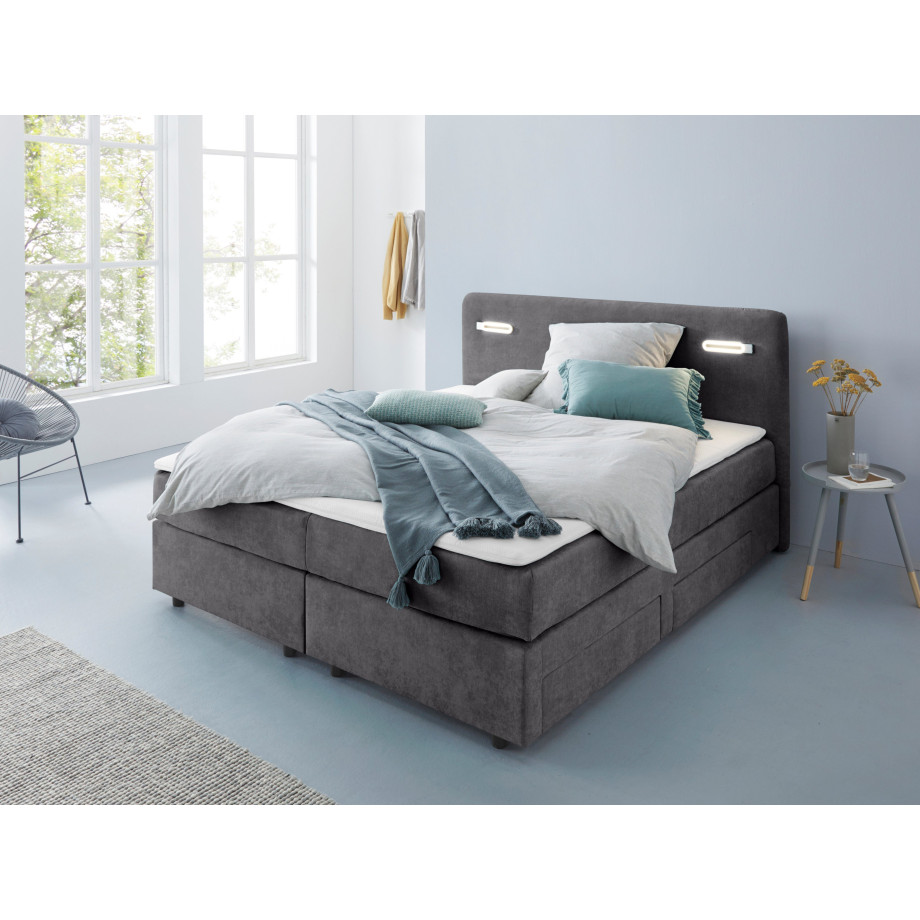 INOSIGN Boxspring Luan Laden, ledverlichting en topmatras, in breedte 120 cm en 180 cm afbeelding 1