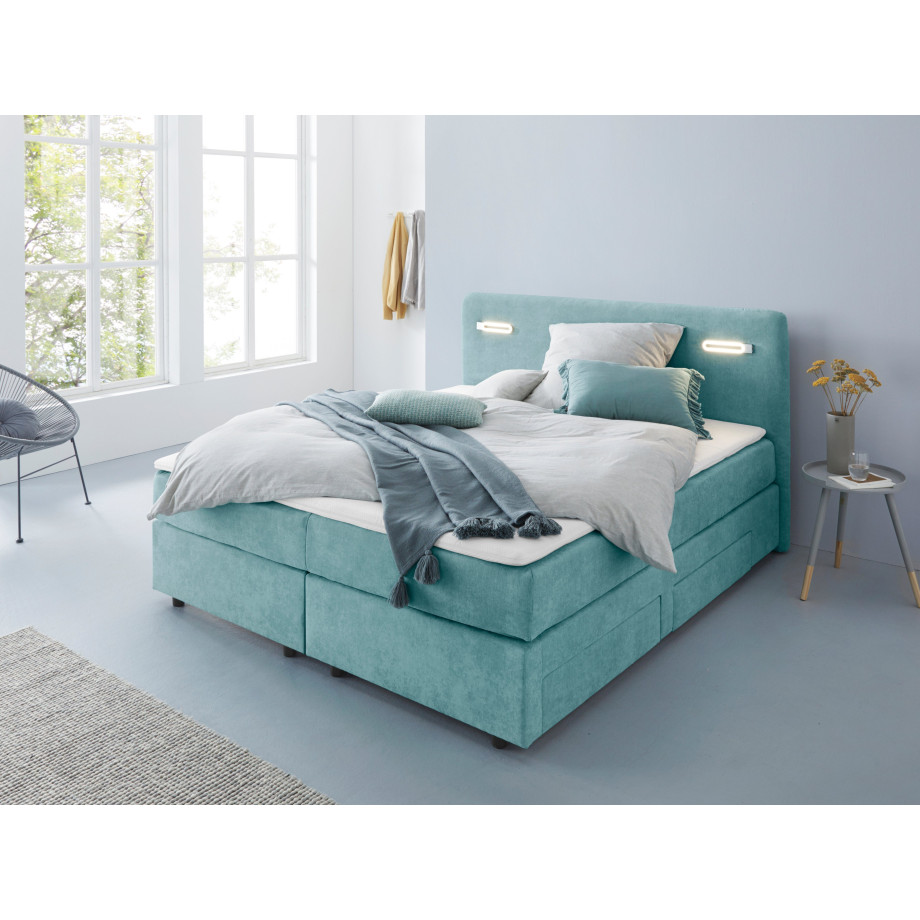 INOSIGN Boxspring Luan Laden, ledverlichting en topmatras, in breedte 120 cm en 180 cm afbeelding 1