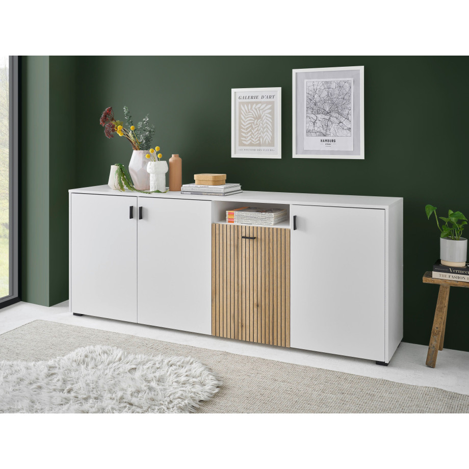 INOSIGN Dressoir Hudson in moderne trendkleur, handgrepen van metaal (zwart), breedte 200 cm afbeelding 1