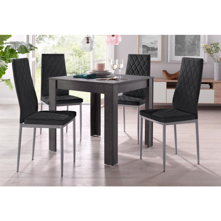 INOSIGN Eethoek Lynn + Brooke met tafel in leisteenkleur, breedte 80 cm (set, 5 stuks) afbeelding 1