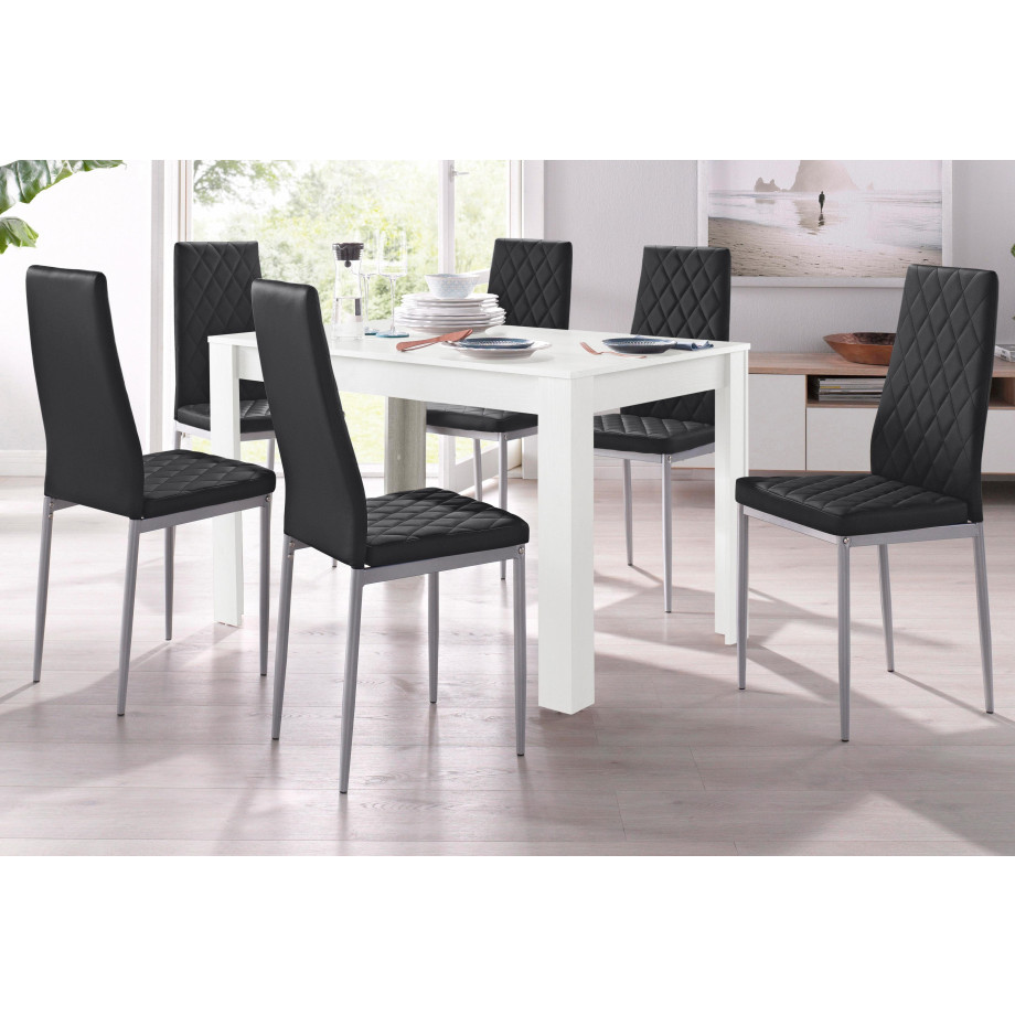 INOSIGN Eethoek Lynn + Brooke Tafel 120 cm, 4 stoelen in lederlook (set, 5-delig - 5-delig - 5 stuks) afbeelding 1