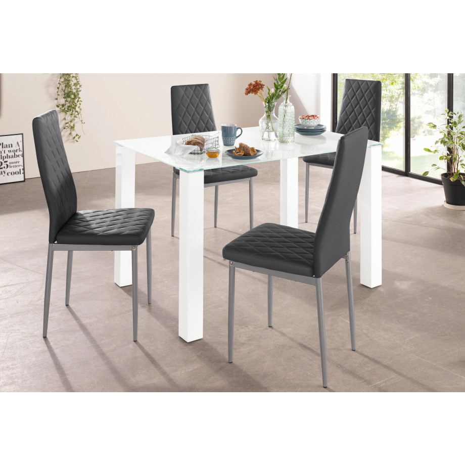 INOSIGN Eethoek met glazen tafel, breedte 120 cm (set, 5-delig) afbeelding 1