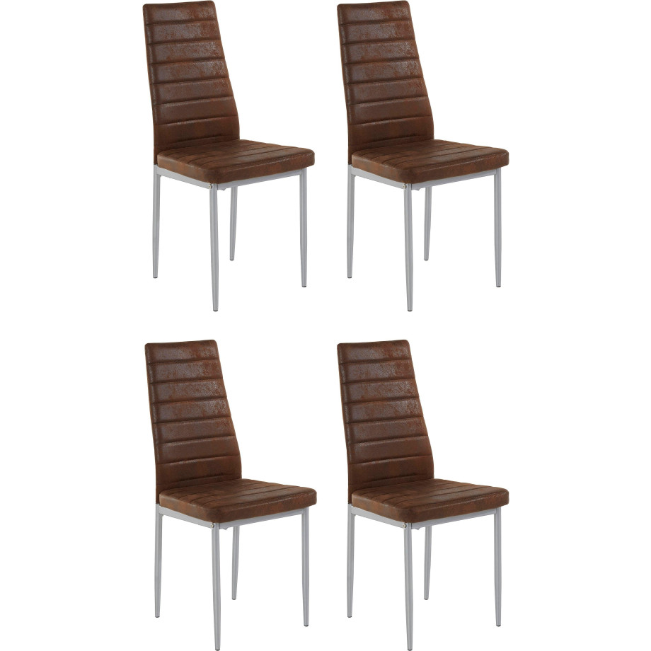 INOSIGN Eetkamerstoel Kate Bekleding van microvezel, vintage, zilverkleurig, metalen frame (set) afbeelding 1