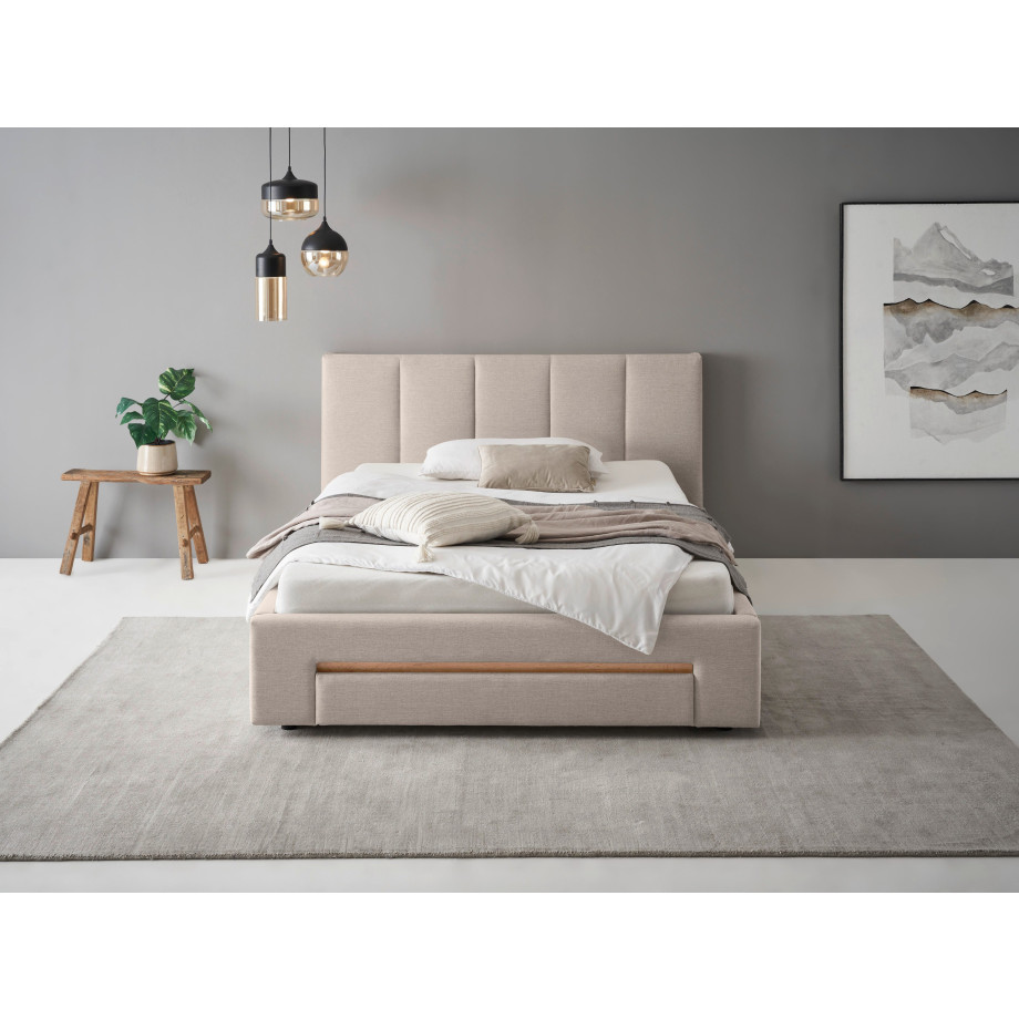 INOSIGN Gestoffeerd bed CiTY/GiRON, bedframe met bedlade, gestoffeerd opbergbed met hondenbed of opberglade, bekleding van corduroy of linnenlook afbeelding 1