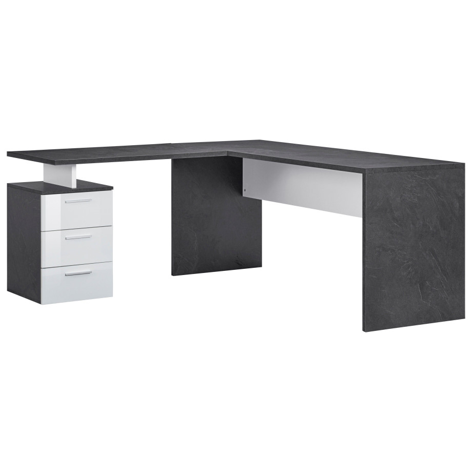 INOSIGN Hoekbureau New Selina Bureau met 3 laden, afmetingen 180/100 x 60 x 75 cm, Made in Italy afbeelding 1