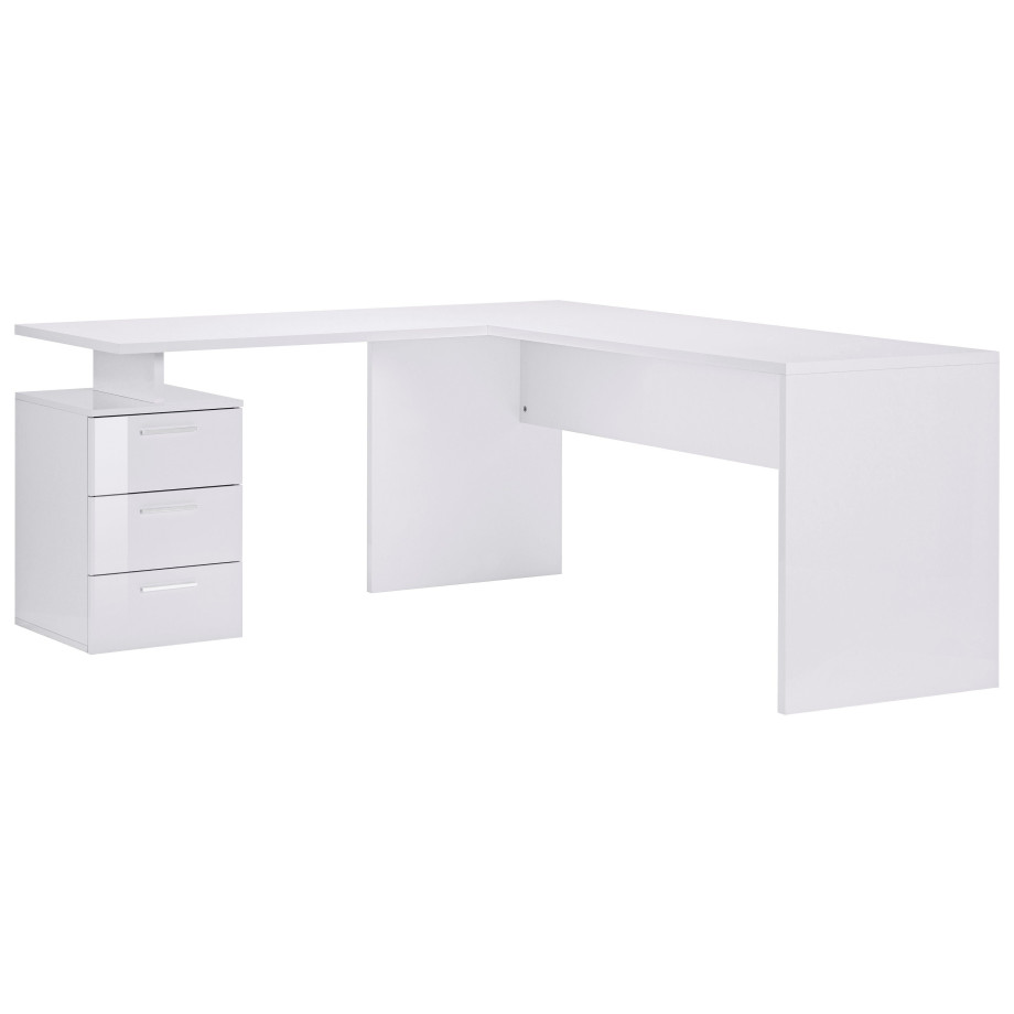 INOSIGN Hoekbureau New Selina Bureau met 3 laden, afmetingen 180/100 x 60 x 75 cm, Made in Italy afbeelding 1