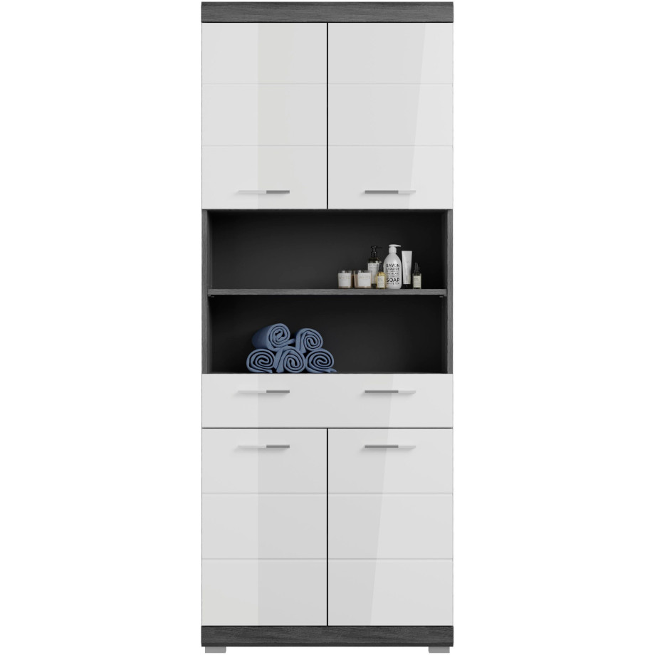 INOSIGN Hoge kast Siena Badkamermeubel, 4 deuren, 1 lade, 2 open vakken, breedte 74 cm afbeelding 1