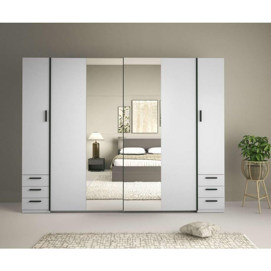 INOSIGN Kledingkast Antioch, 8 planken en 2 kledingstangen, BxHxD 270x207x61 cm Garderobe met spiegel, 2 schuifdeuren, 2 draaideuren, 6 lades afbeelding 1