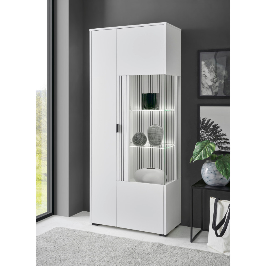 INOSIGN Vitrinekast Hudson in moderne trendkleur, handgrepen van metaal (zwart), hoogte 180 cm afbeelding 1