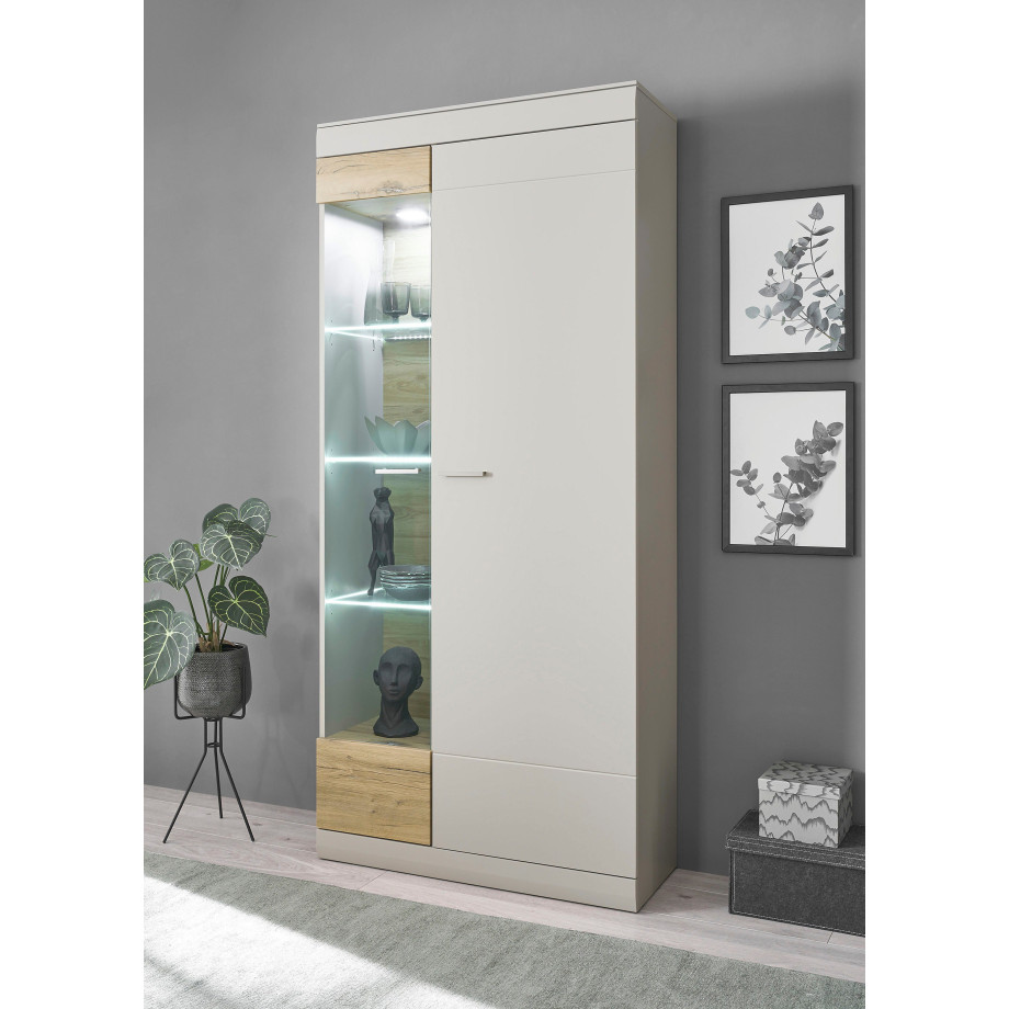 INOSIGN Vitrinekast SCARA met applicatie tineiken decor, breedte 90 cm, met soft-closefunctie afbeelding 1