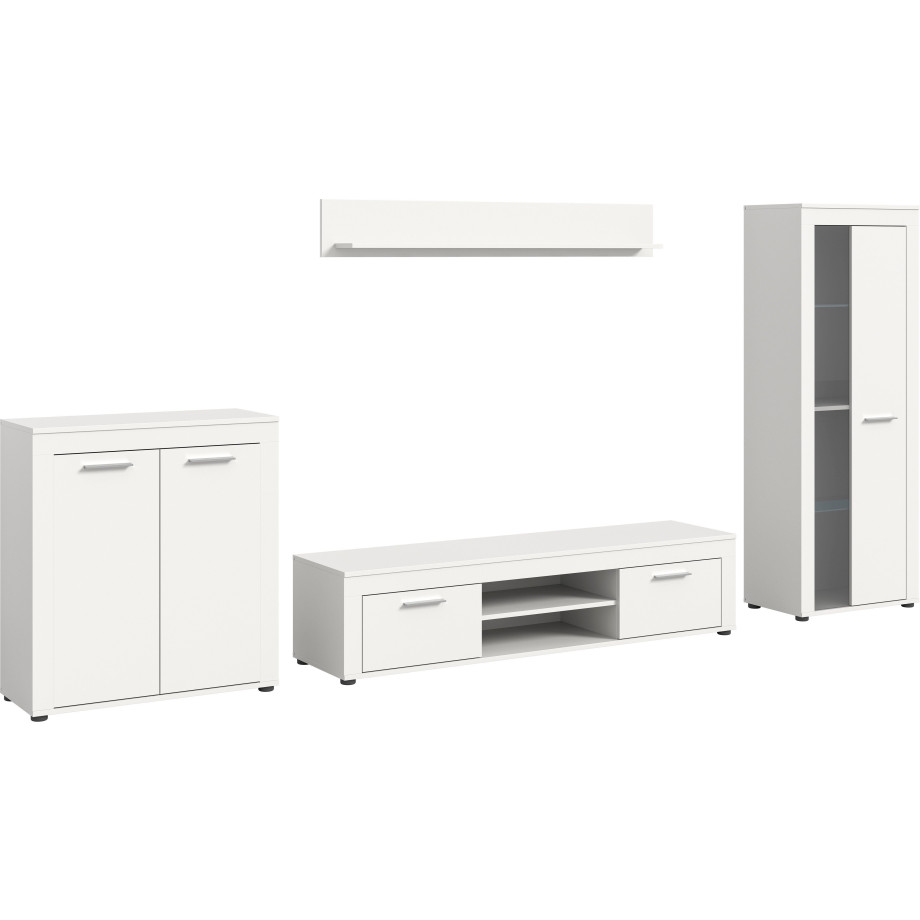 INOSIGN Woonkamerset Aosta, Breedte 330cm, bestaand uit Highboard, Lowboard, Wandplank, Vitrine afbeelding 1