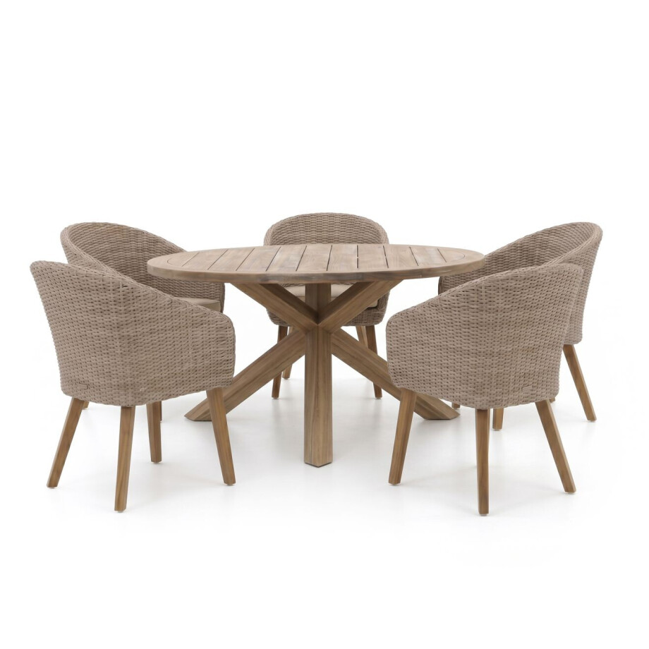 Intenso Tropea/ROUGH-Y ø150cm dining tuinset 6-delig - Laagste prijsgarantie! afbeelding 1