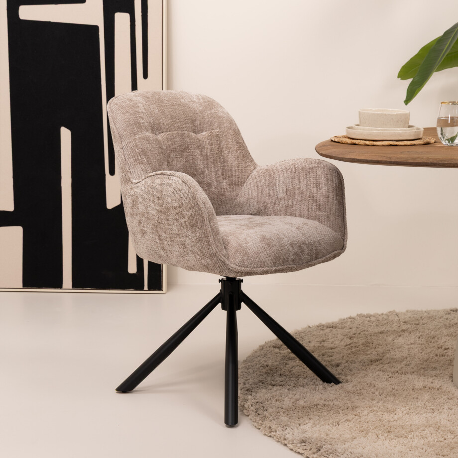 Tower Living Draaibare Eetkamerstoel 'Isola' kleur Beige afbeelding 1