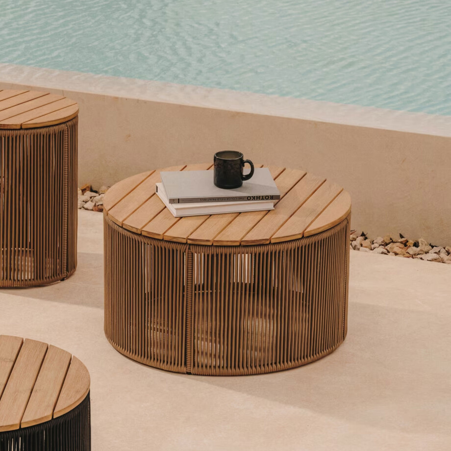 Kave Home Outdoor Salontafel 'Dandara' Acaciahout en touw, 70cm, kleur Beige afbeelding 1