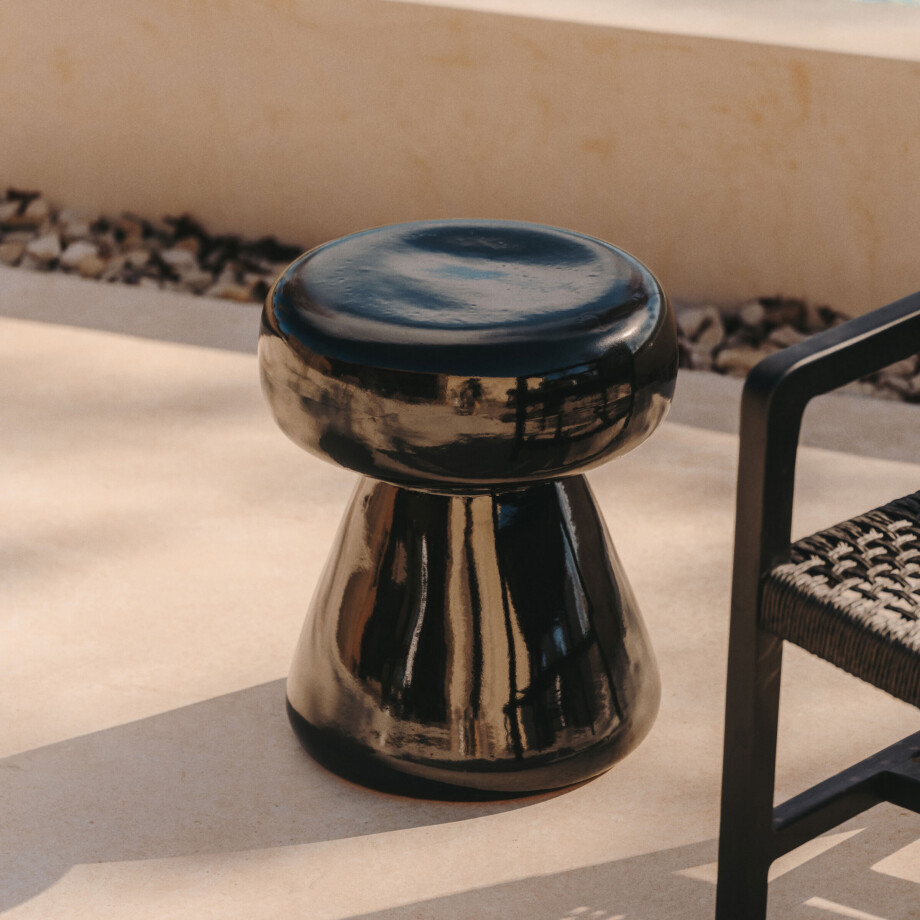 Kave Home Ronde Bijzettafel 'Manya' Keramiek, 38cm, kleur Zwart afbeelding 1