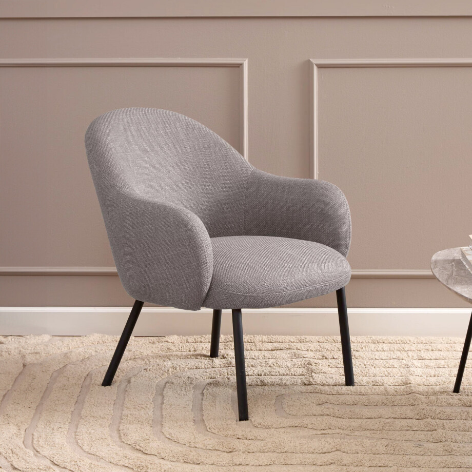 Bendt Fauteuil 'Jacquilyn' Structuurstof, kleur Grijs/Bruin afbeelding 1