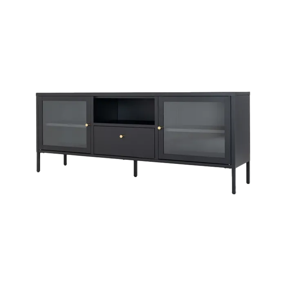 James metalen tv-meubel zwart - 160 x 35 cm afbeelding 1