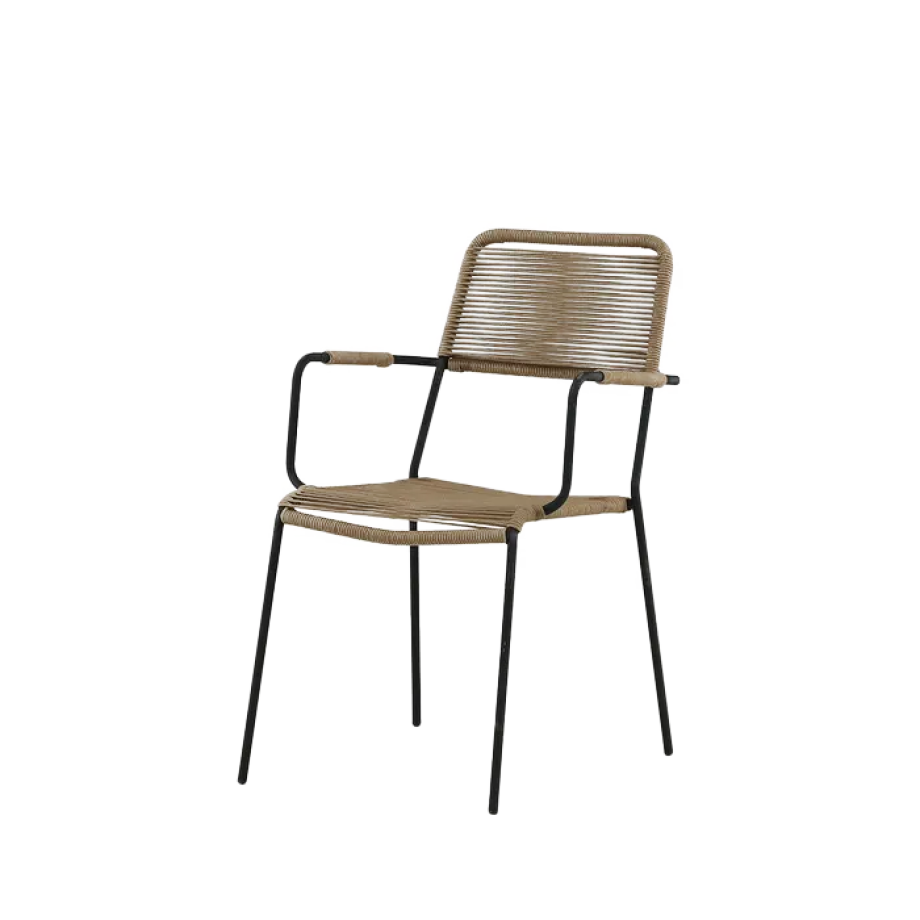 Jana aluminium tuinstoel naturel - met armleuningen afbeelding 1