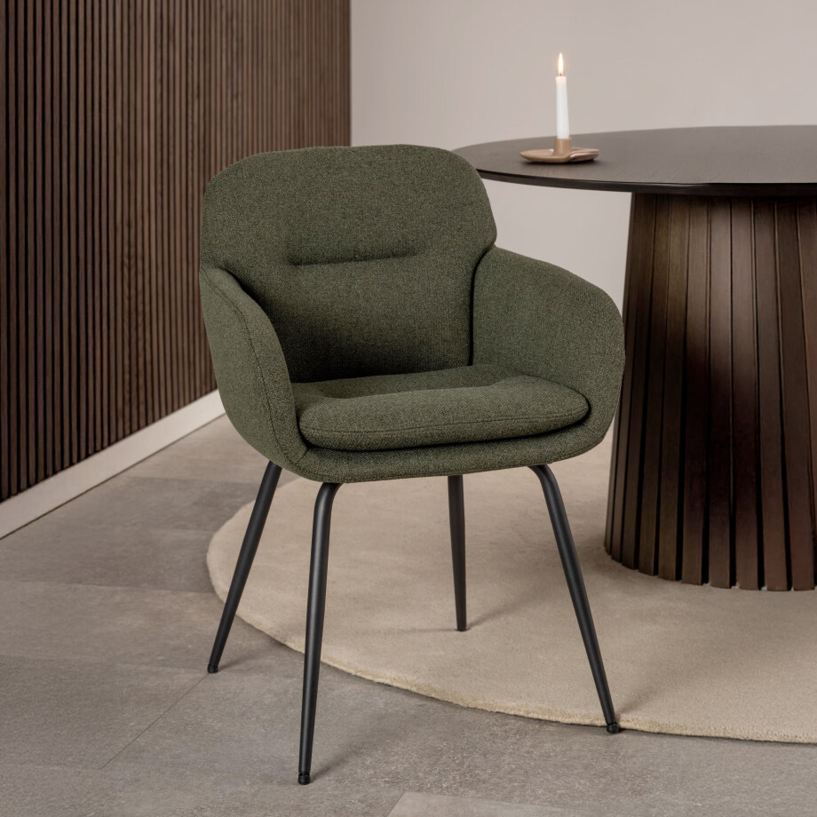 Bendt Eetkamerstoel 'Janeese' kleur Groen Bendt Eetkamerstoel 'Janeese' kleur Groen afbeelding 1