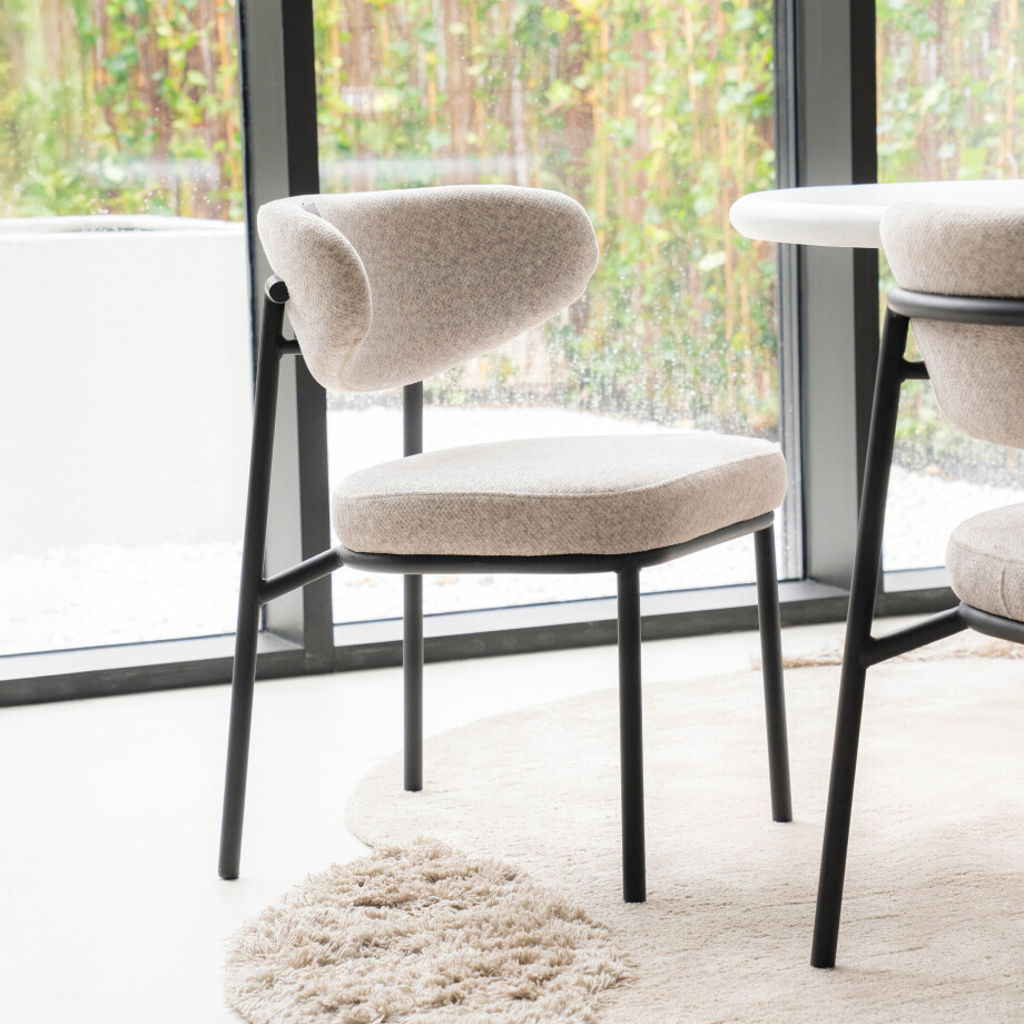 By-Boo Eetkamerstoel 'Jari' kleur Beige afbeelding 1