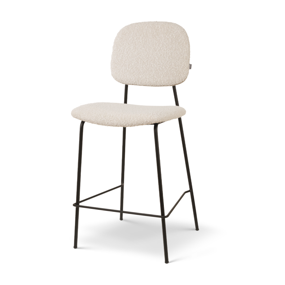 Jasmijn barkruk bouclé beige - zwart onderstel - 65 cm afbeelding 1