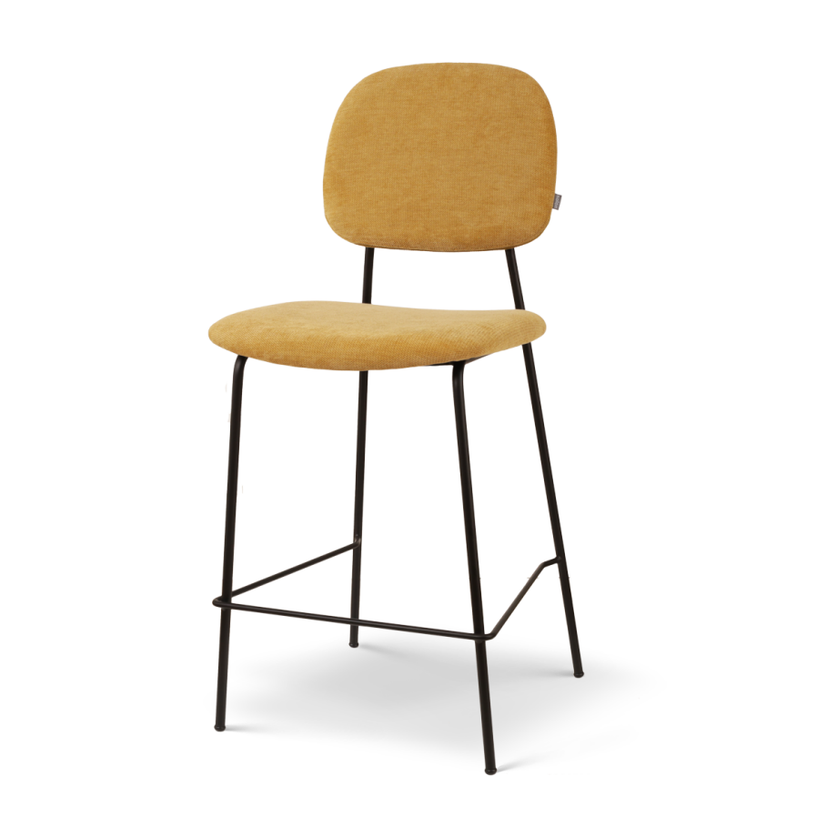 Jasmijn barkruk warm oker - zwart onderstel - 65 cm Jasmijn barkruk warm oker - zwart onderstel - 65 cm afbeelding 1