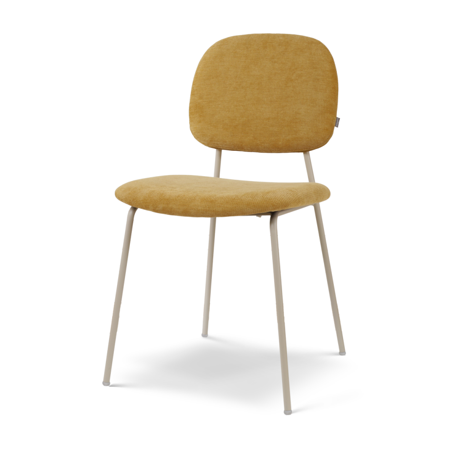 Jasmijn eetkamerstoel warm oker - grijsbeige onderstel afbeelding 1