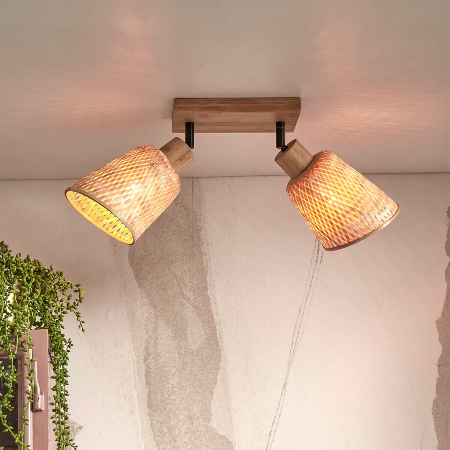 GOOD&MOJO Plafondlamp 'Java' 2-lamps, Bamboe, kleur Naturel GOOD&MOJO Plafondlamp 'Java' 2-lamps, Bamboe, kleur Naturel afbeelding 1