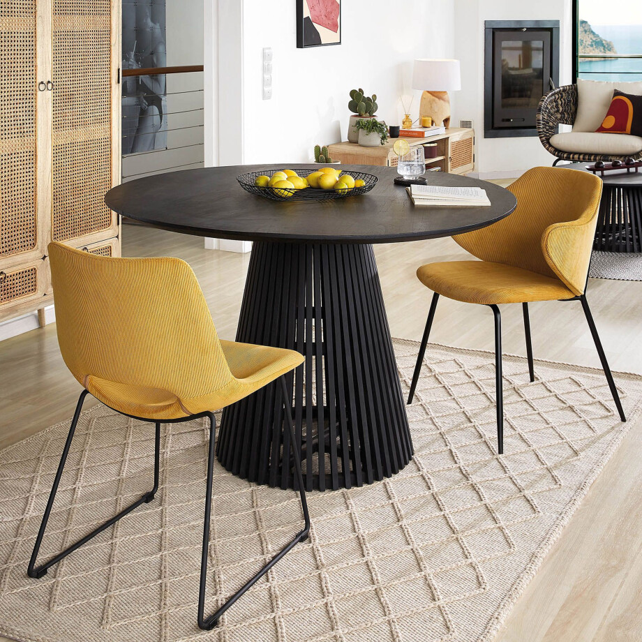 Kave Home Ronde Eettafel 'Jeanette' Mindihout, 120cm, kleur Zwart Kave Home Ronde Eettafel 'Jeanette' Mindihout, 120cm, kleur Zwart afbeelding 1