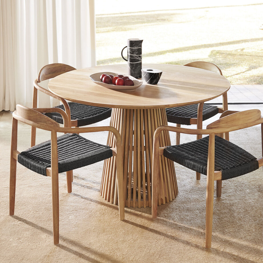 Kave Home Ronde Eettafel 'Jeanette' Teakhout, 120cm, kleur Naturel Kave Home Ronde Eettafel 'Jeanette' Teakhout, 120cm, kleur Naturel afbeelding 1