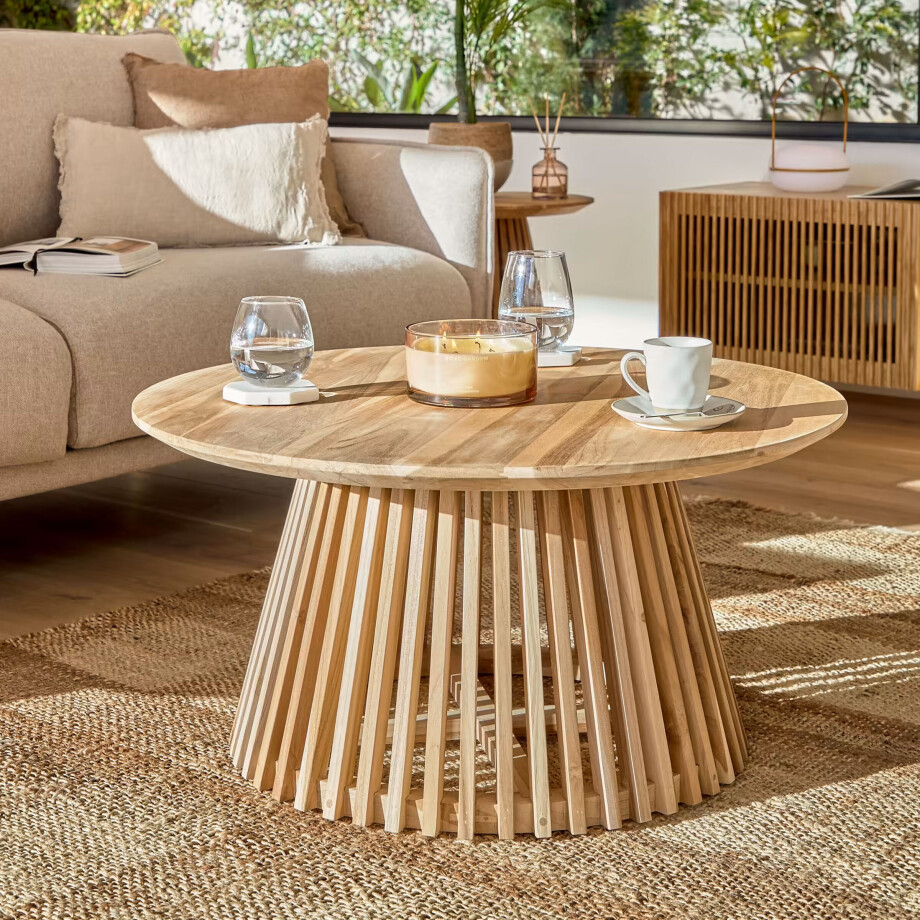 Kave Home Salontafel 'Jeanette' Ø80cm, kleur Naturel Kave Home Salontafel 'Jeanette' Ø80cm, kleur Naturel afbeelding 1