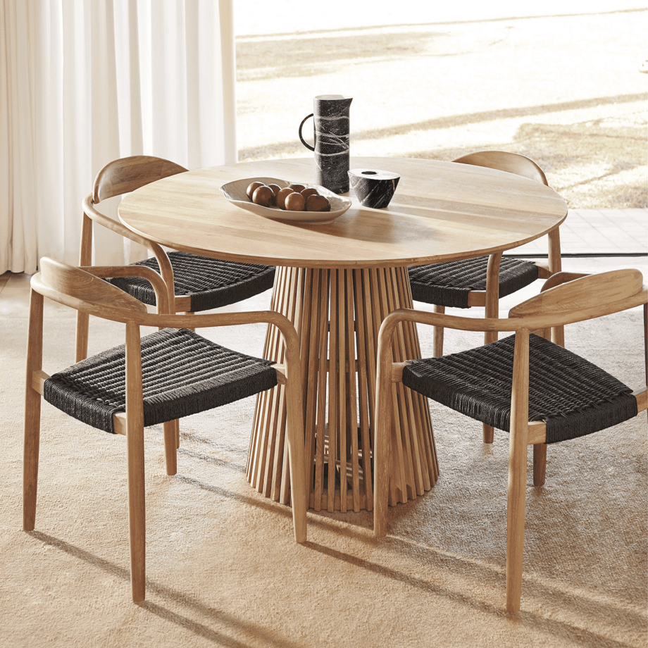 Kave Home Ronde Eettafel 'Jeanette' Teakhout, 120cm, kleur Naturel afbeelding 1