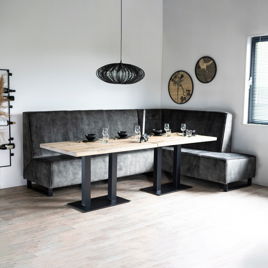 SEVN Eetkamerbank 'Jelle' Rechts, Velvet, kleur Groen afbeelding 1