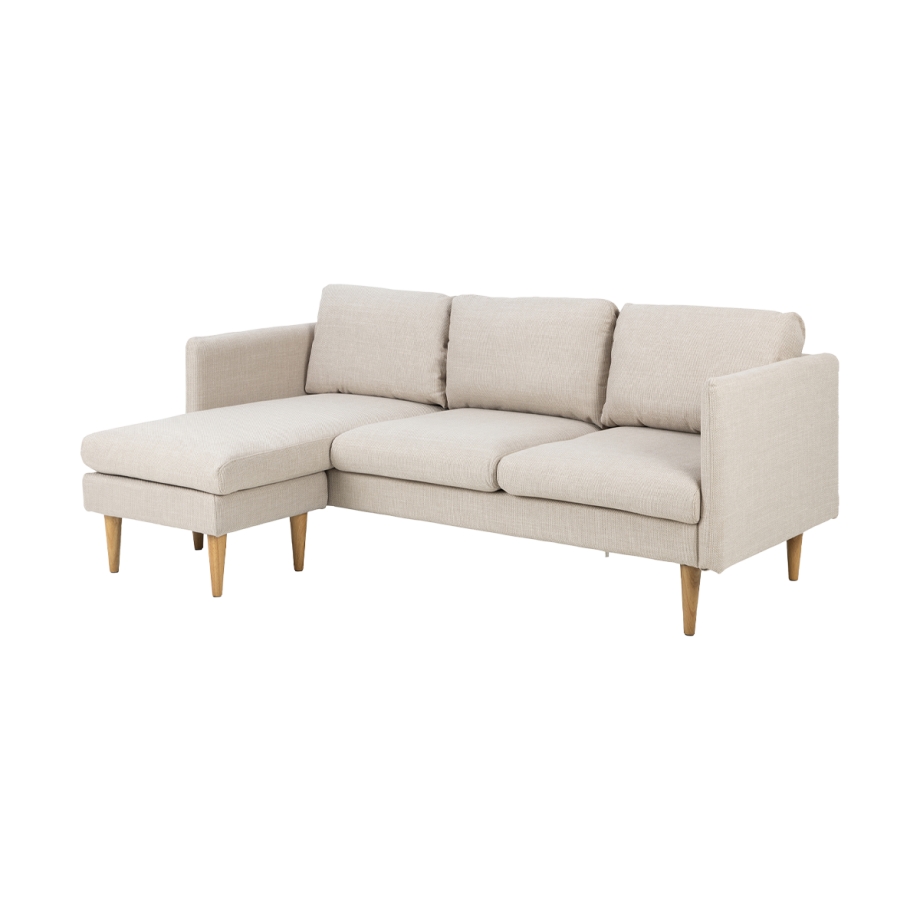 Jelle 2-zits hoekbank beige - met verstelbare chaise longue - 201 cm afbeelding 1