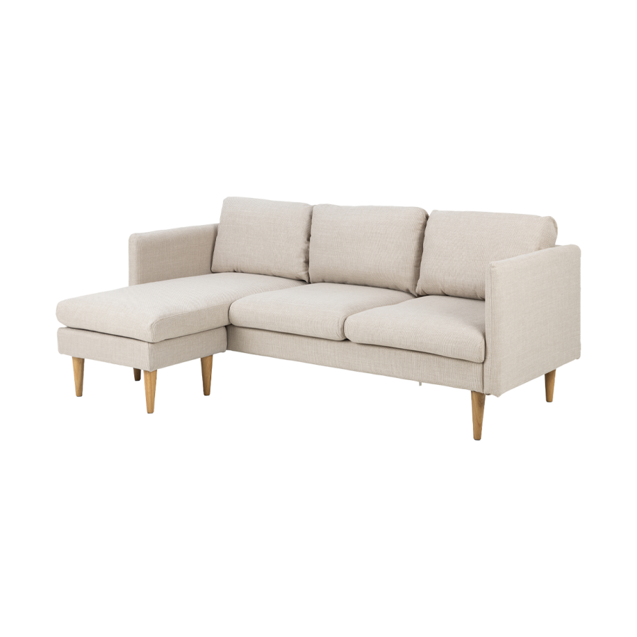 Jelle 2-zits hoekbank beige - met verstelbare chaise longue - 201 cm Jelle 2-zits hoekbank beige - met verstelbare chaise longue - 201 cm afbeelding 1