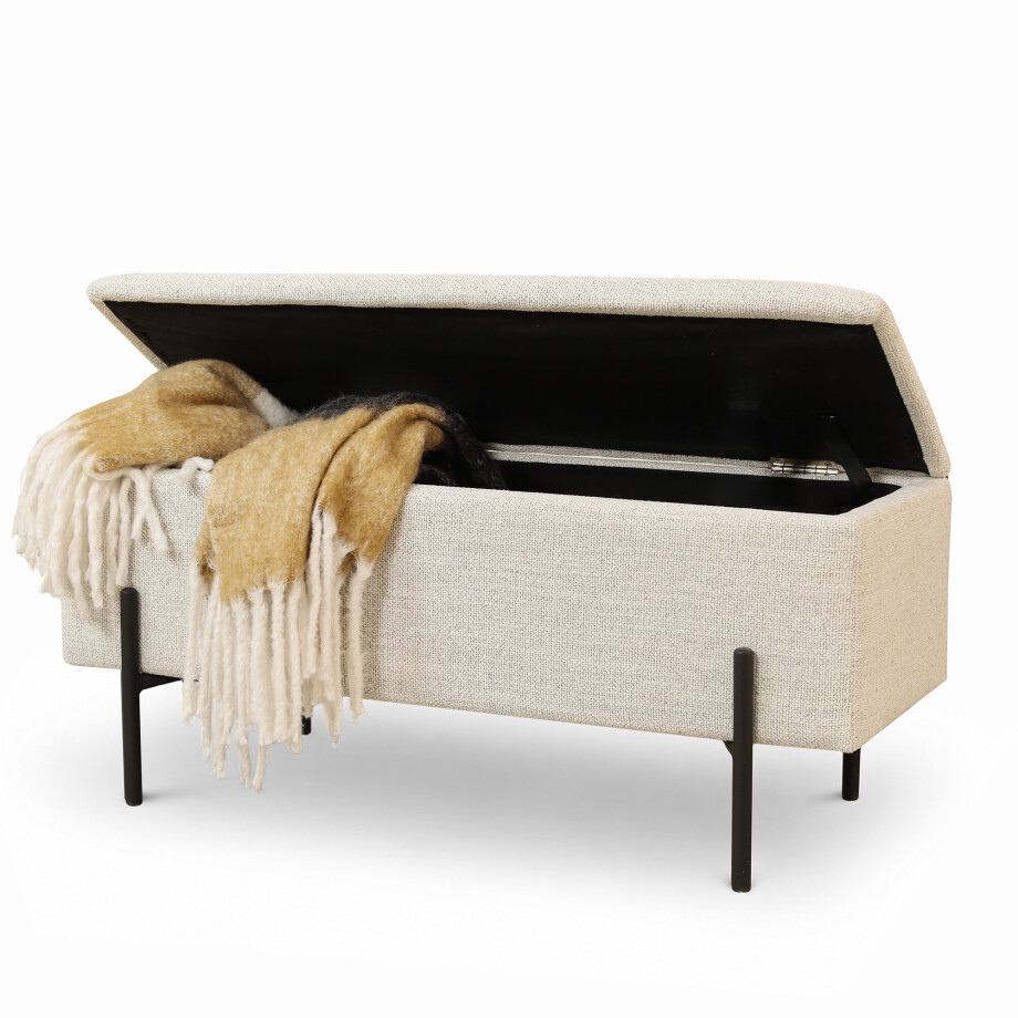 Jente bankje met opbergruimte beige melange - 95 x 37 cm Jente bankje met opbergruimte beige melange - 95 x 37 cm afbeelding 1