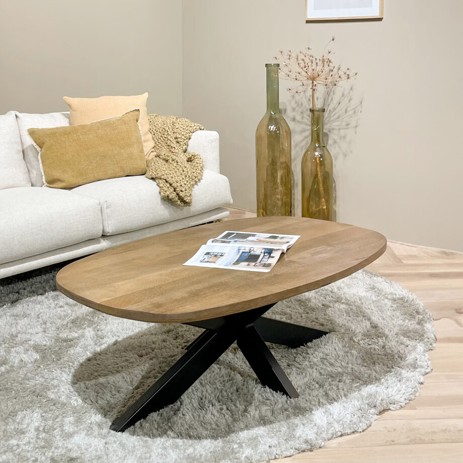 Livingfurn Salontafel 'Jesper' Mangohout, 120 x 75cm, kleur Naturel Livingfurn Salontafel 'Jesper' Mangohout, 120 x 75cm, kleur Naturel afbeelding 1