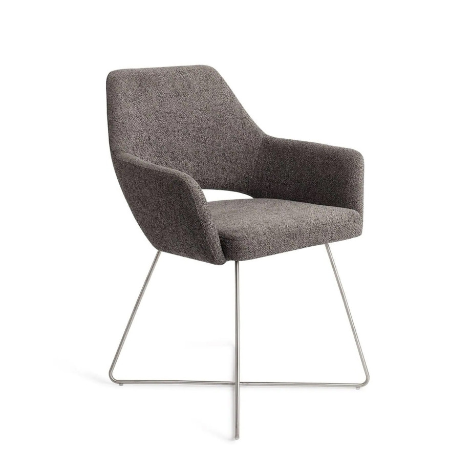 Jesper Home Eetkamerstoel 'Yanai' Cross Steel, kleur Amazing Grey afbeelding 1