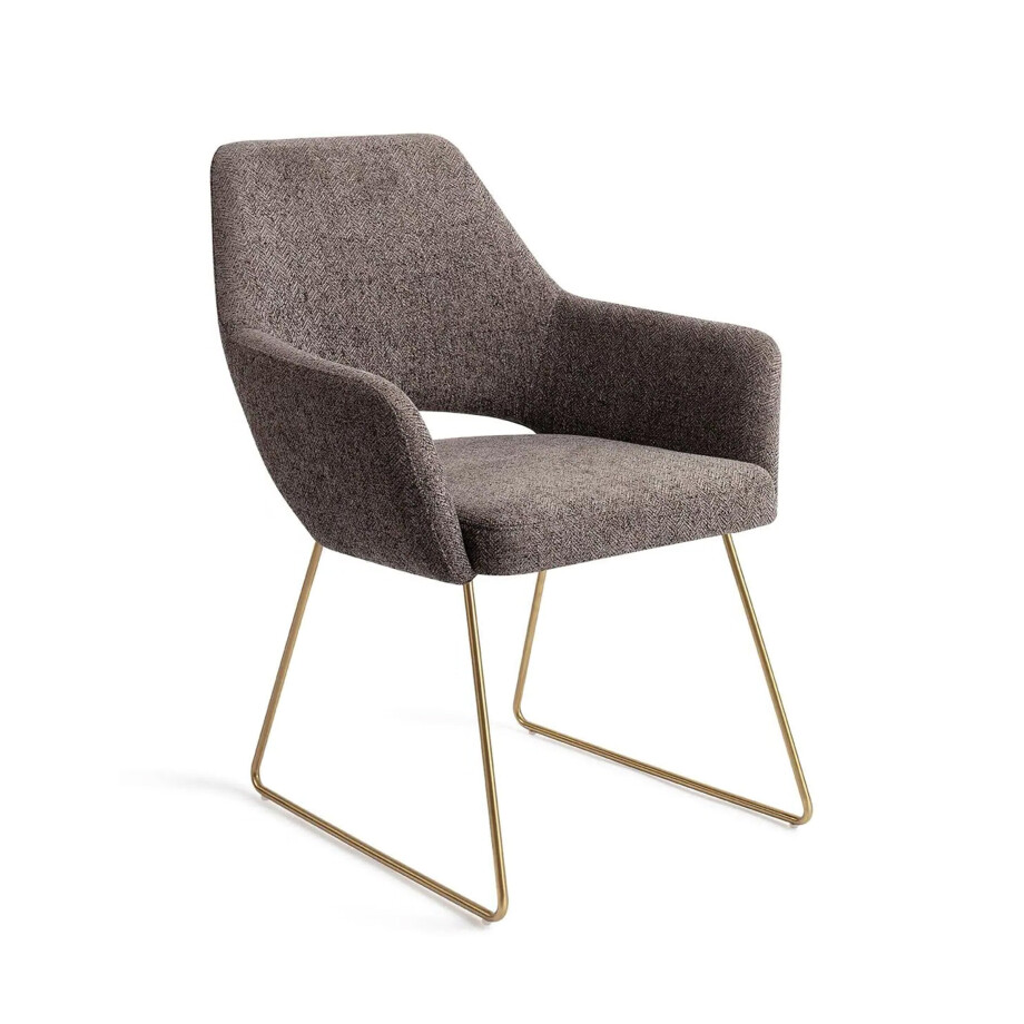 Jesper Home Eetkamerstoel 'Yanai' Slide Gold, kleur Amazing Grey Jesper Home Eetkamerstoel 'Yanai' Slide Gold, kleur Amazing Grey afbeelding 1