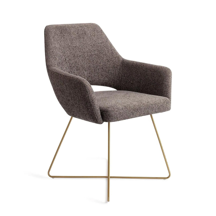 Jesper Home Eetkamerstoel 'Yanai' Cross Gold, kleur Amazing Grey Jesper Home Eetkamerstoel 'Yanai' Cross Gold, kleur Amazing Grey afbeelding 1