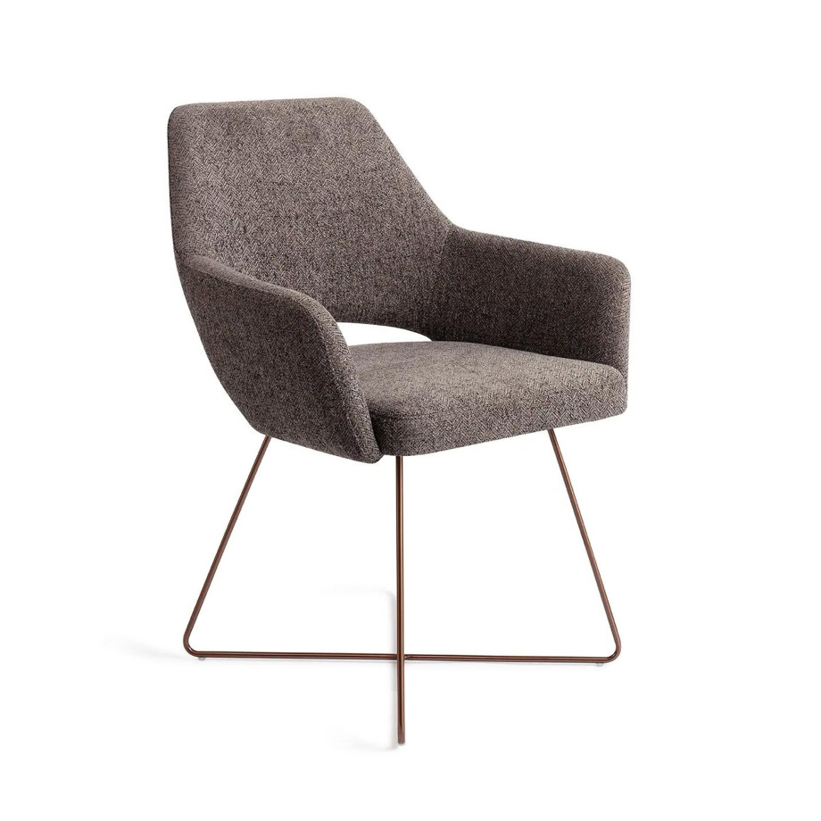 Jesper Home Eetkamerstoel 'Yanai' Cross Rose Gold, kleur Amazing Grey afbeelding 1