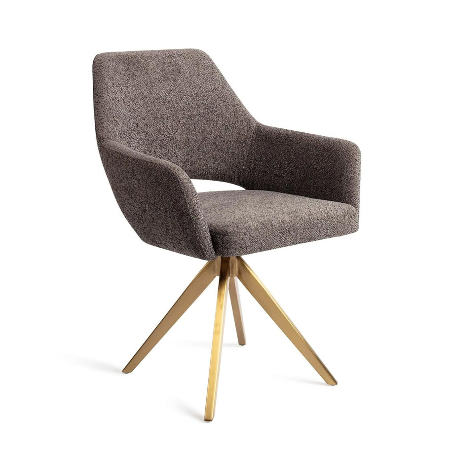 Jesper Home Eetkamerstoel 'Yanai' Turn Gold, kleur Amazing Grey Jesper Home Eetkamerstoel 'Yanai' Turn Gold, kleur Amazing Grey afbeelding 1