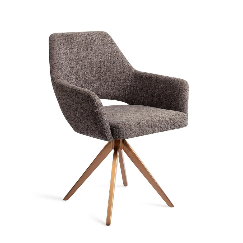 Jesper Home Eetkamerstoel 'Yanai' Turn Rose Gold, kleur Amazing Grey Jesper Home Eetkamerstoel 'Yanai' Turn Rose Gold, kleur Amazing Grey afbeelding 1